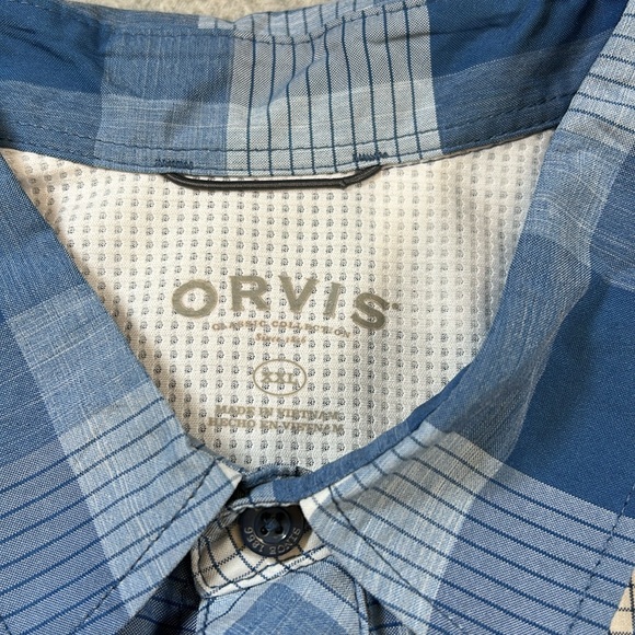 EUC Orvis Men's Classic Collection Blue Plaid Short Sleeve Shirt-XXL - Picture 2 of 8
